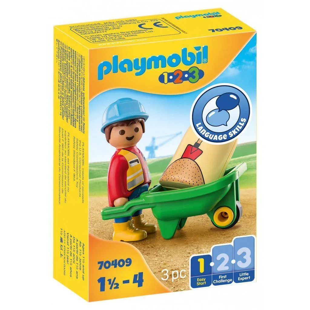 Construction Worker with Wheelbarrow Play Set