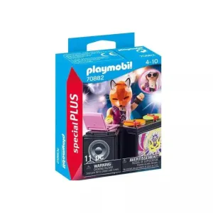 DJ with Turntables and Fox Mask