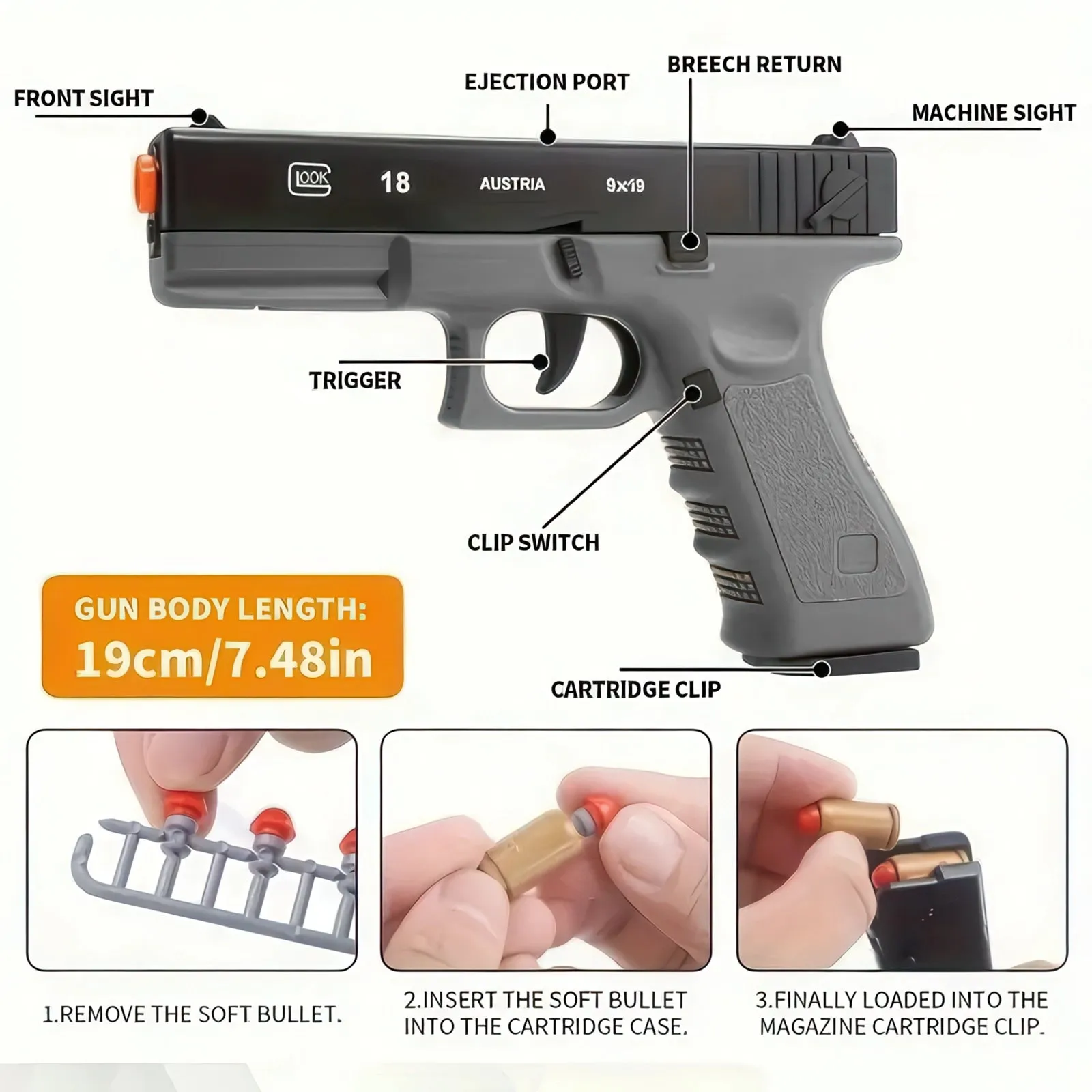 Semi-Automatic Toy Handgun for Boys